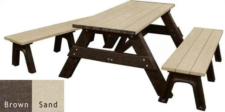 Deluxe 6' Recycled Plastic Picnic Table with Detached Benches