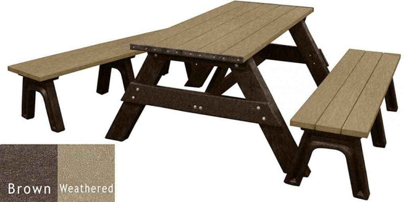 Deluxe 6' Recycled Plastic Picnic Table with Detached Benches