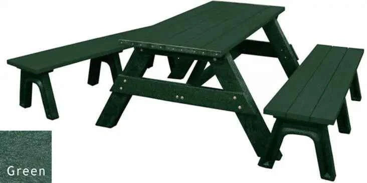 Deluxe 6' Recycled Plastic Picnic Table with Detached Benches