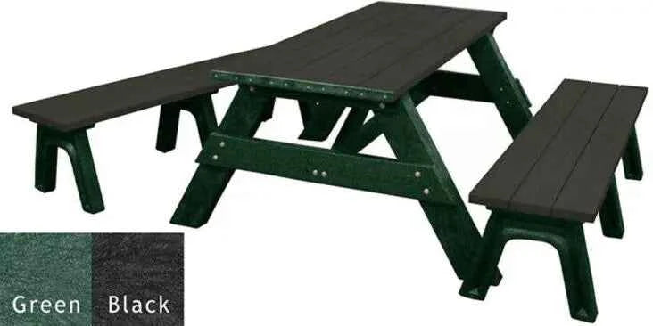 Deluxe 6' Recycled Plastic Picnic Table with Detached Benches