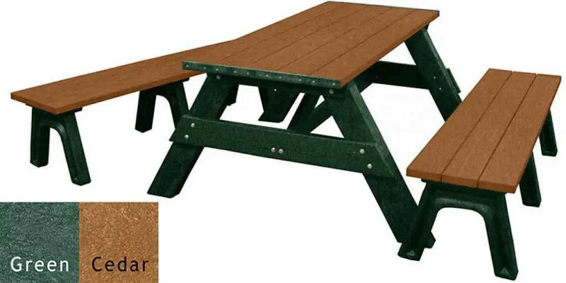 Deluxe 6' Recycled Plastic Picnic Table with Detached Benches