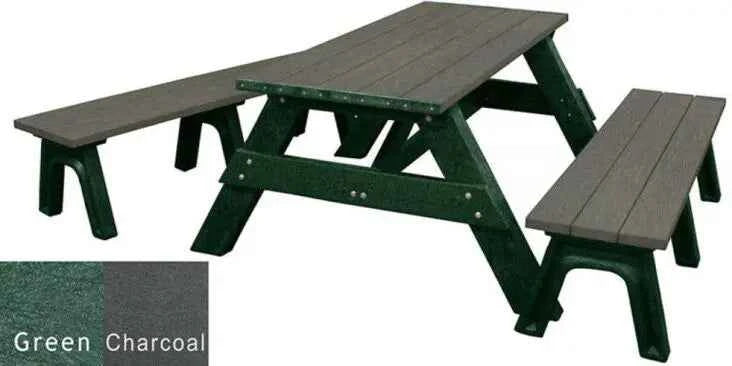 Deluxe 6' Recycled Plastic Picnic Table with Detached Benches