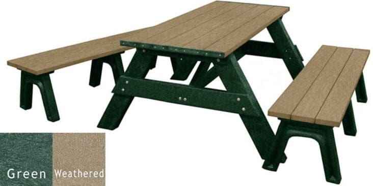 Deluxe 6' Recycled Plastic Picnic Table with Detached Benches