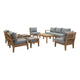 Patio Elegance Marina 10-Piece Outdoor Teak Patio Set – Grey Cushions