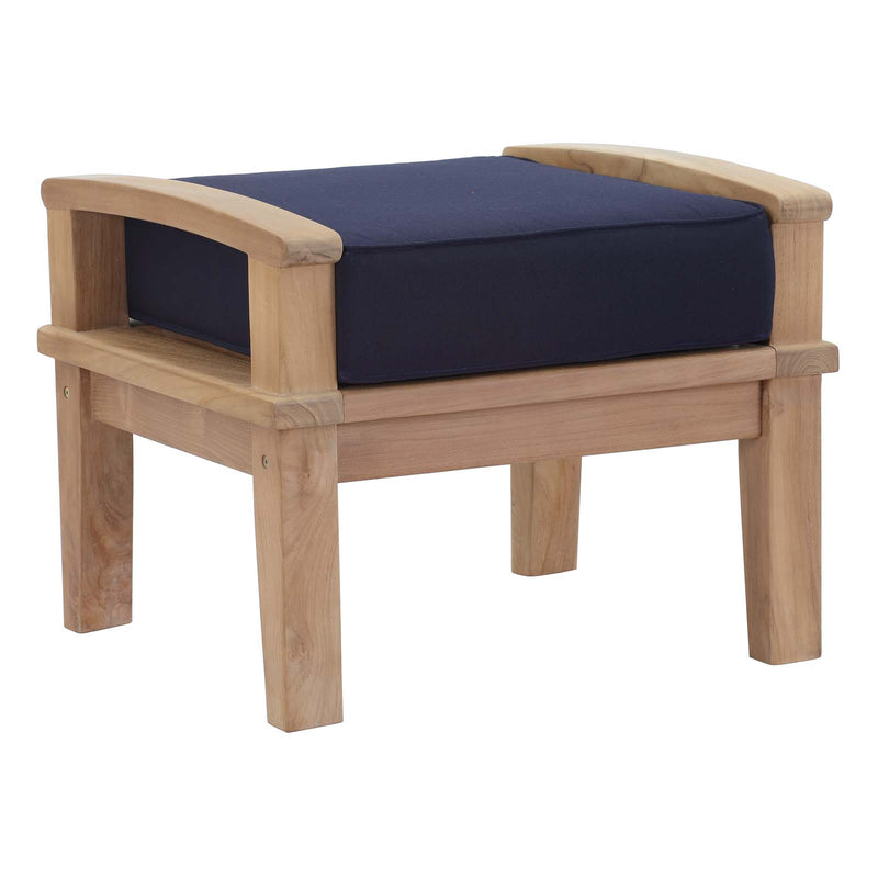 Patio Elegance Marina 10-Piece Outdoor Patio Teak Set – Navy Cushions - Patio Elegance