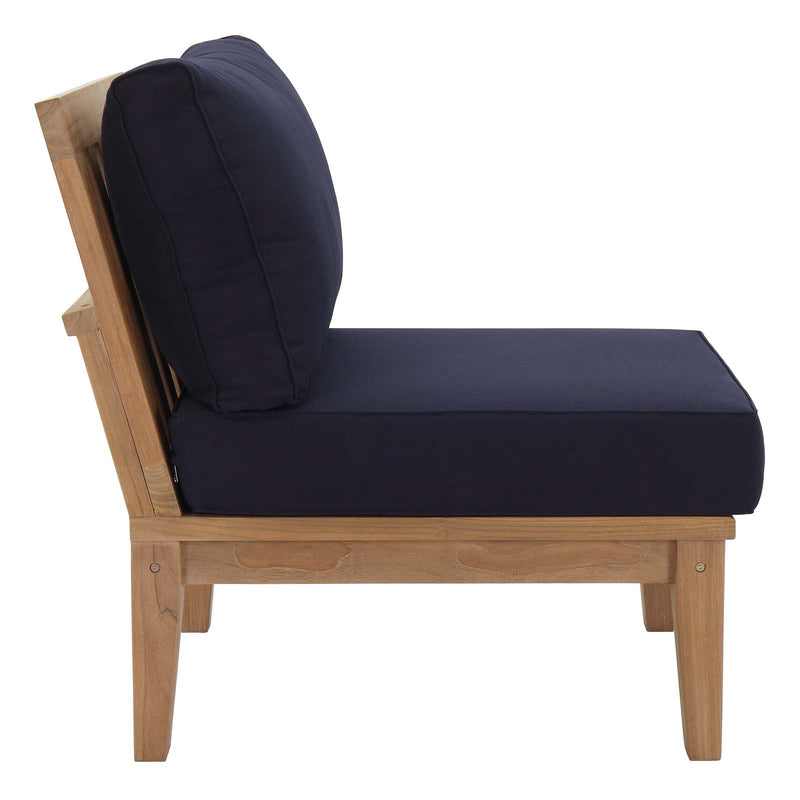 Patio Elegance Marina 10-Piece Outdoor Patio Teak Set – Navy Cushions - Patio Elegance