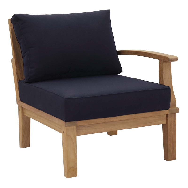Patio Elegance Marina 10-Piece Outdoor Patio Teak Set – Navy Cushions - Patio Elegance