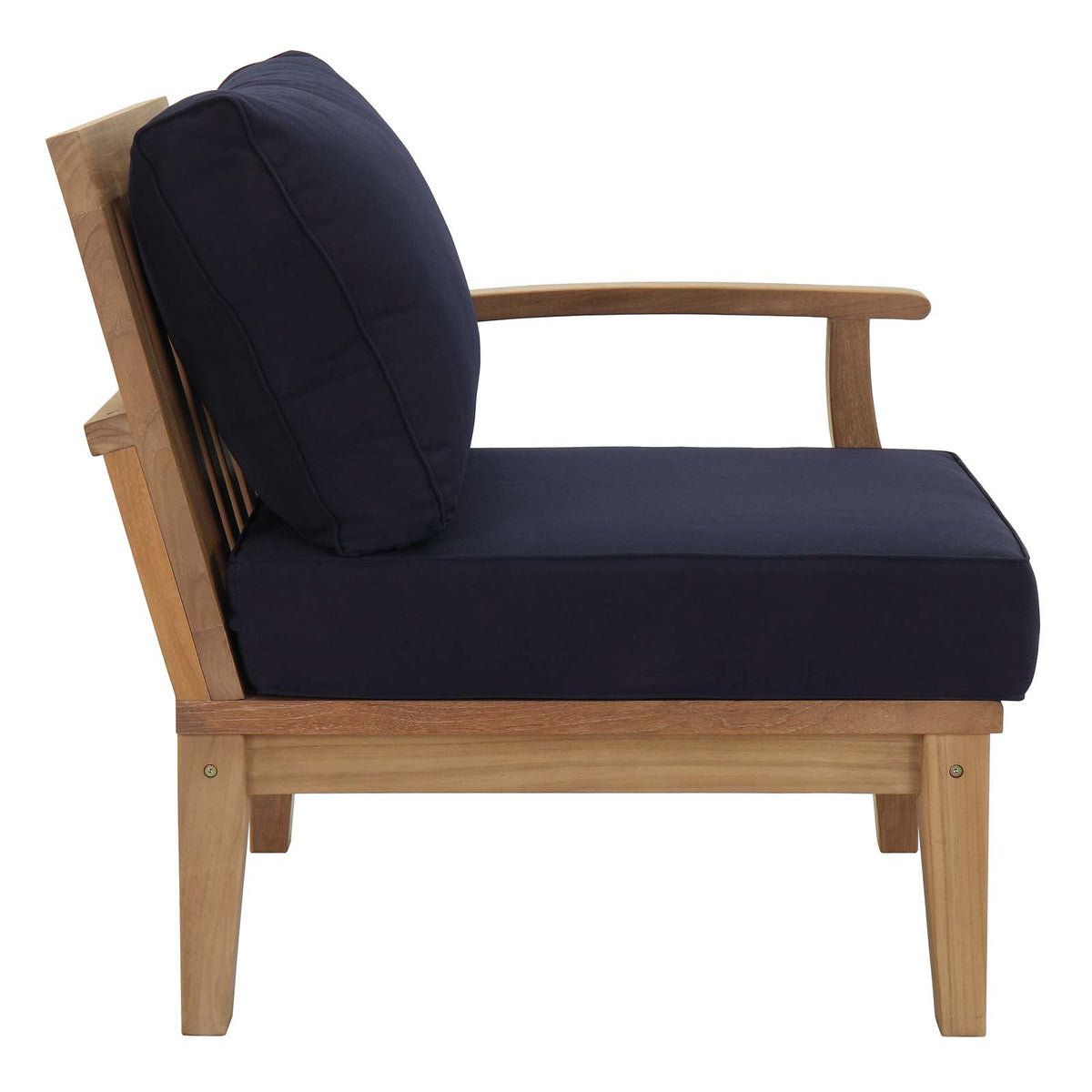 Patio Elegance Marina 10-Piece Outdoor Patio Teak Set – Navy Cushions