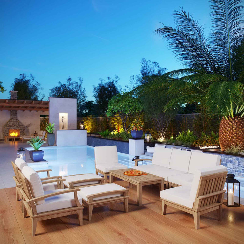 Patio Elegance Marina 10-Piece Teak Modway Outdoor Seating Set