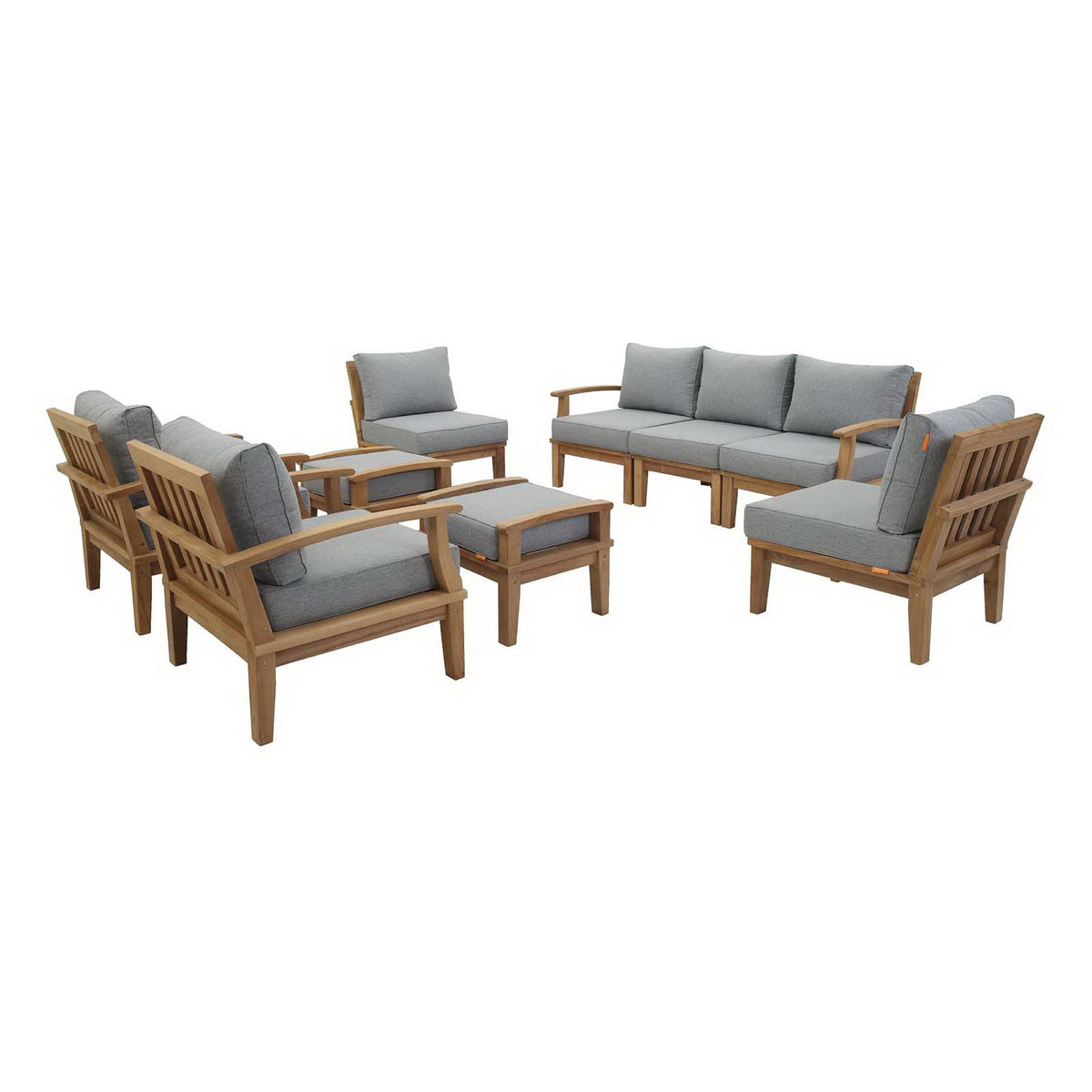Patio Elegance Marina 9-Piece Teak Outdoor Lounge Set by Modway