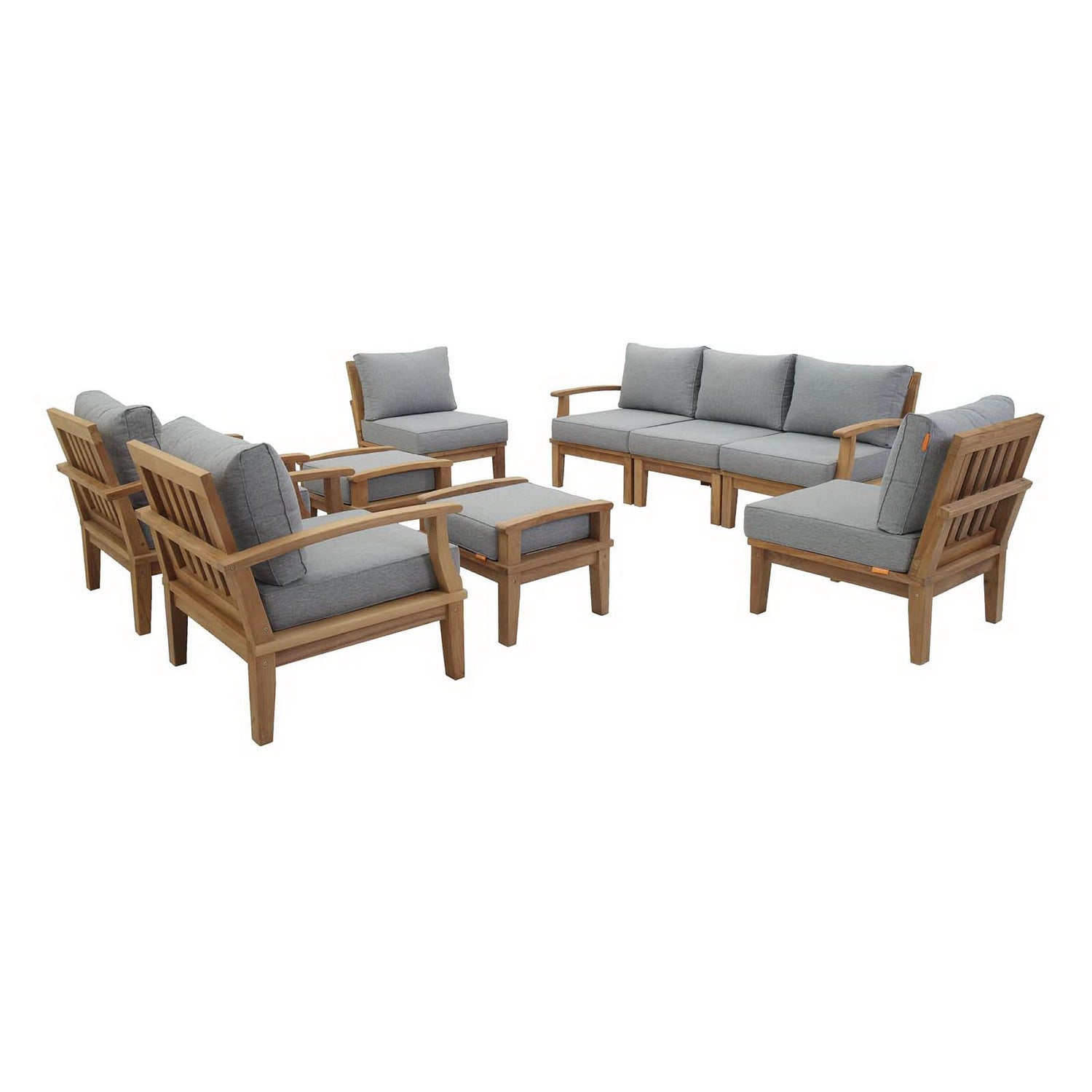 Patio Elegance Marina 9-Piece Teak Outdoor Lounge Set by Modway