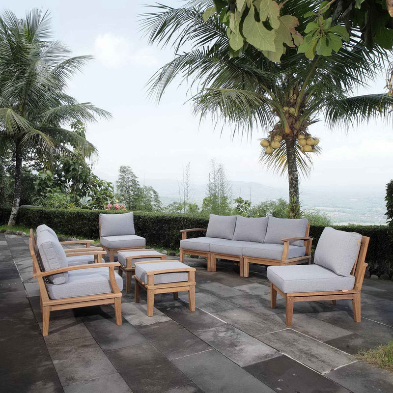 Patio Elegance Marina 9-Piece Teak Outdoor Lounge Set by Modway