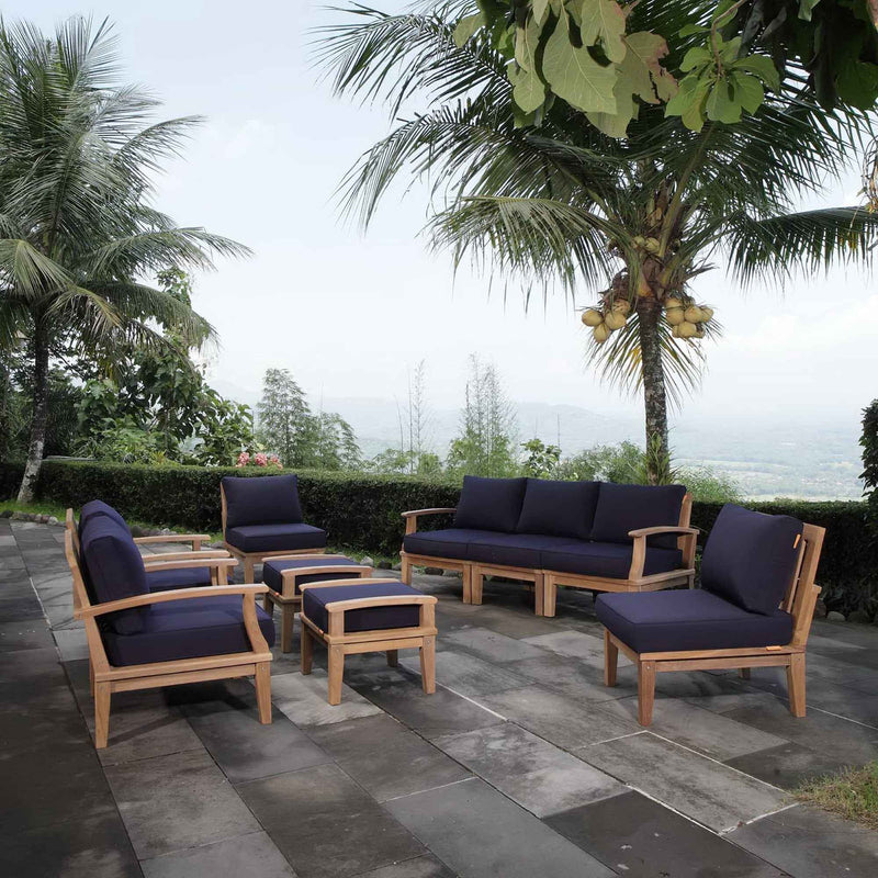 Patio Elegance Marina 9-Piece Teak Outdoor Lounge Set by Modway