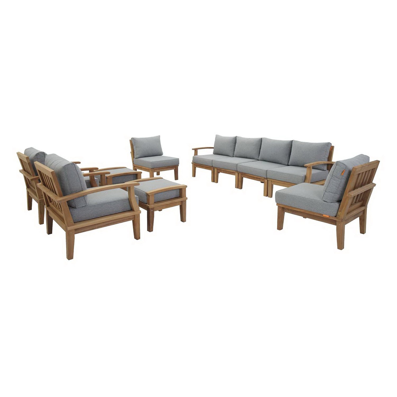 Marina 10-Piece Teak Outdoor Patio Set – Grey Finish by Patio Elegance