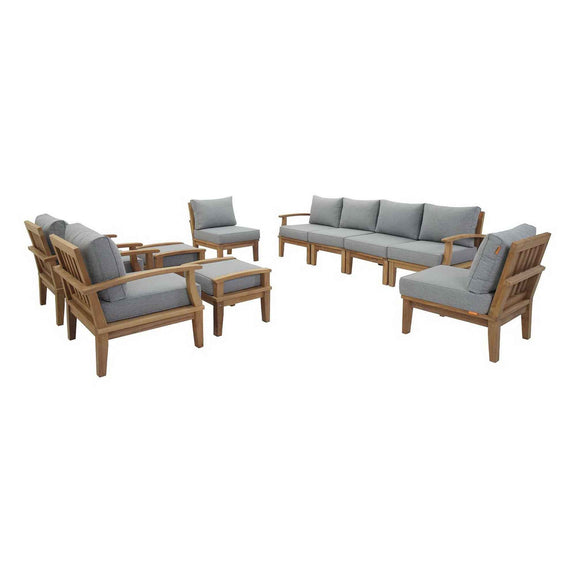 Marina 10-Piece Teak Outdoor Patio Set – Grey Finish by Patio Elegance