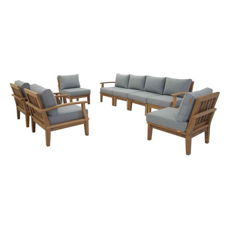 Patio Elegance Marina 8-Piece Outdoor Teak Sectional Set by Modway