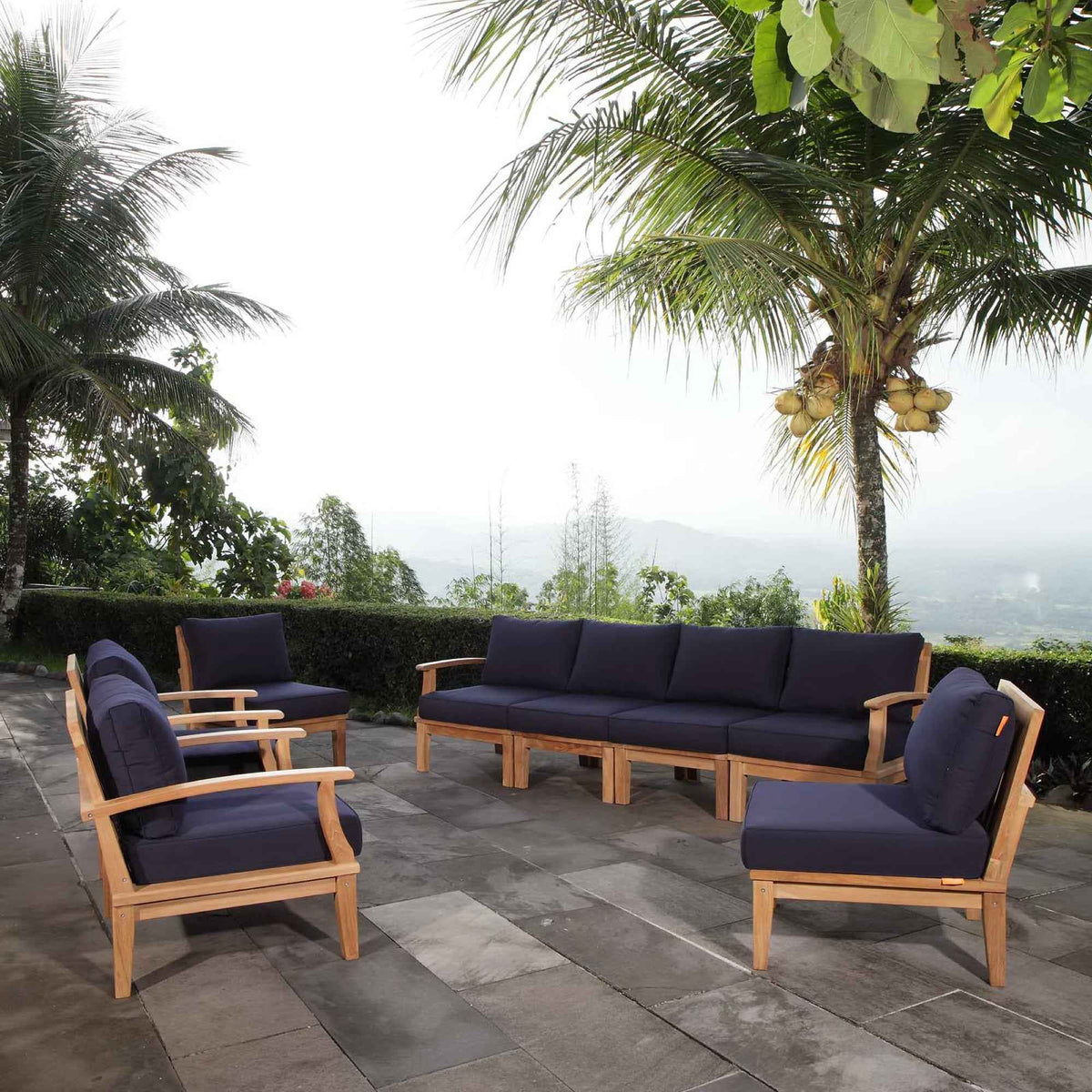 Patio Elegance Marina 8-Piece Outdoor Teak Sectional Set by Modway