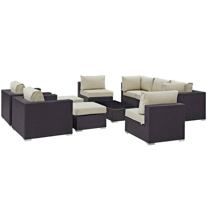 Patio Elegance Convene 10-Piece Outdoor Sectional Lounge Set by Modway