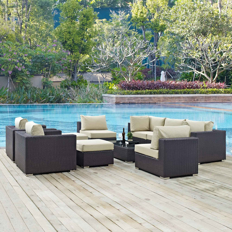 Patio Elegance Convene 10-Piece Outdoor Sectional Lounge Set by Modway