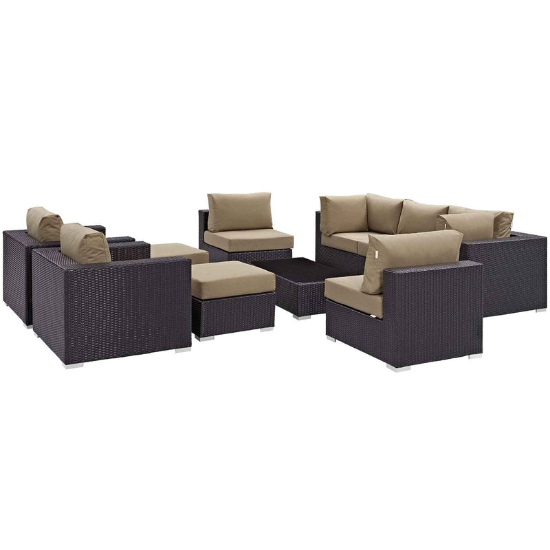 Patio Elegance Convene 10-Piece Outdoor Sectional Lounge Set by Modway