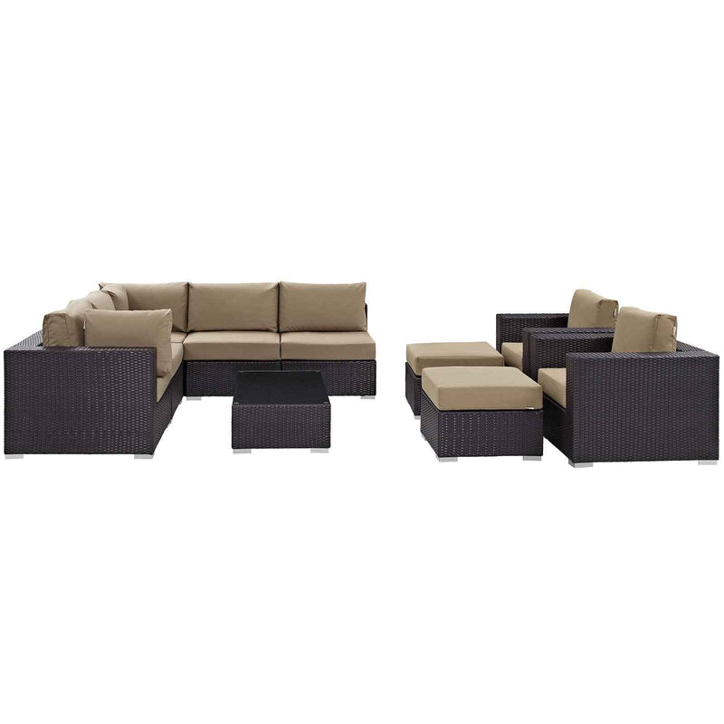 Patio Elegance Convene 10-Piece Outdoor Sectional Lounge Set by Modway