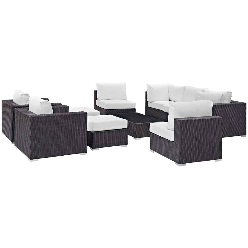 Patio Elegance Convene 10-Piece Outdoor Sectional Lounge Set by Modway