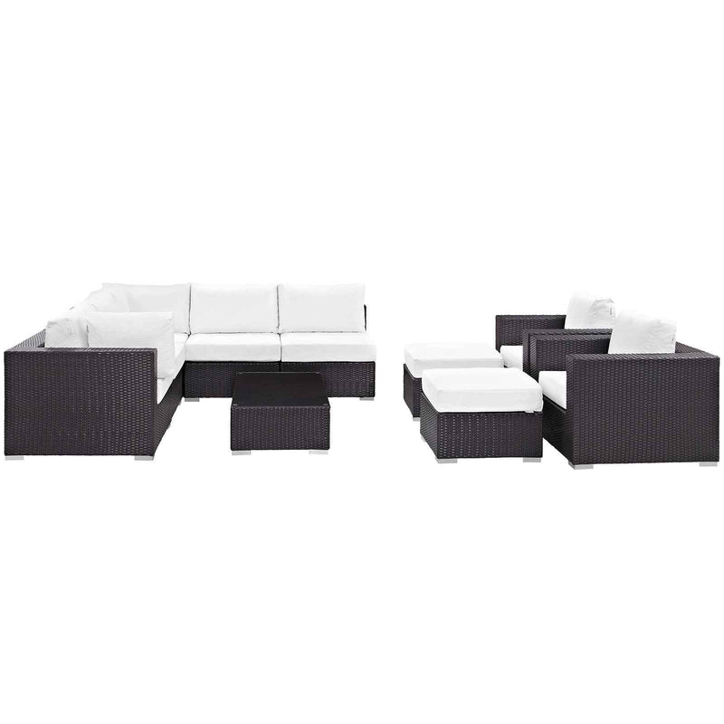 Patio Elegance Convene 10-Piece Outdoor Sectional Lounge Set by Modway