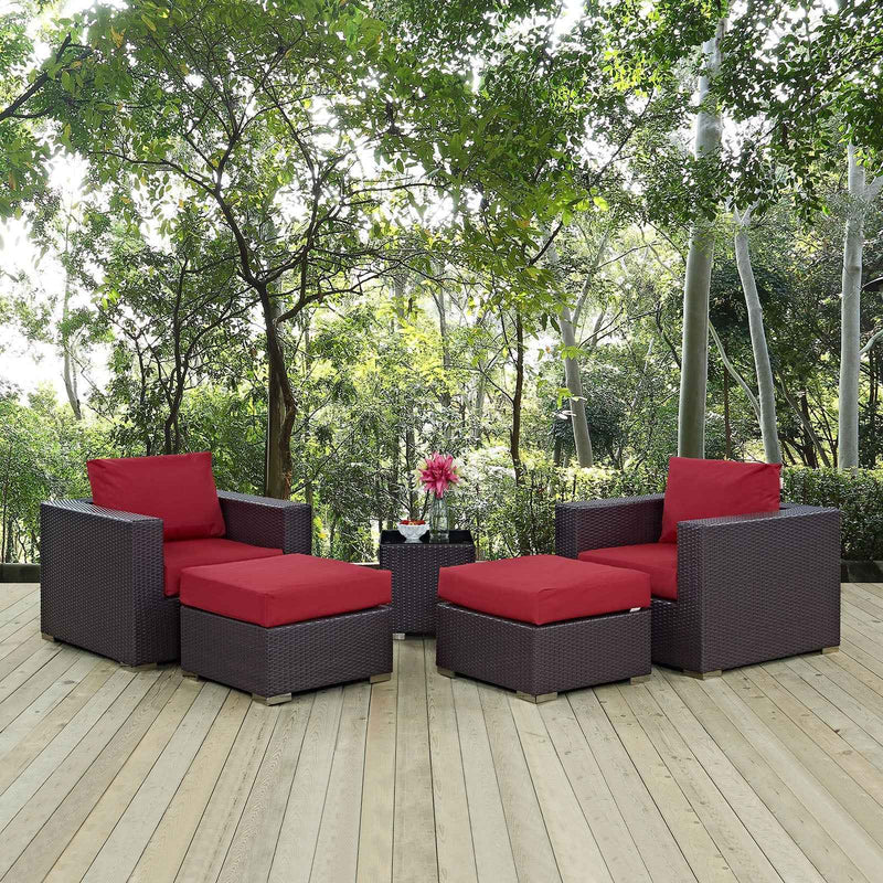 Modway Convene 5-Piece Outdoor Patio Sectional Set