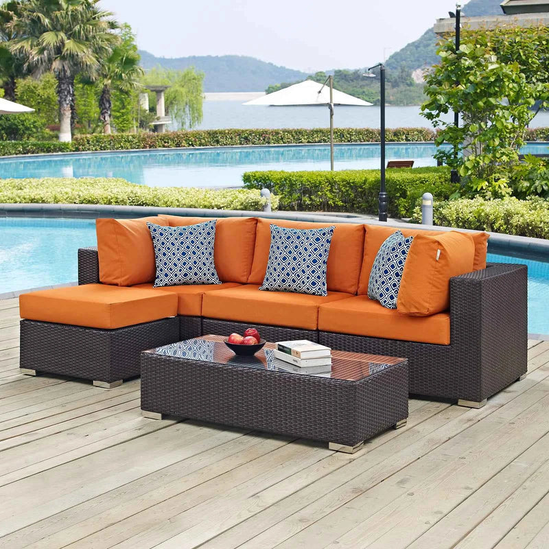 Modway Convene 5-Piece Outdoor Patio Sectional Set