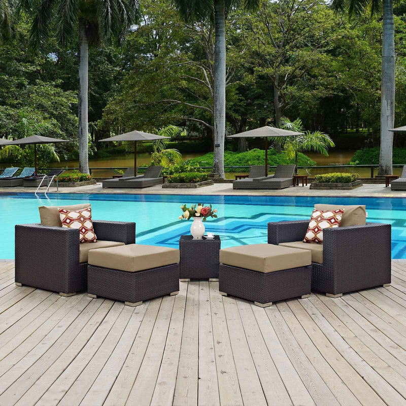 Modway Convene 5-Piece Outdoor Patio Sectional Set