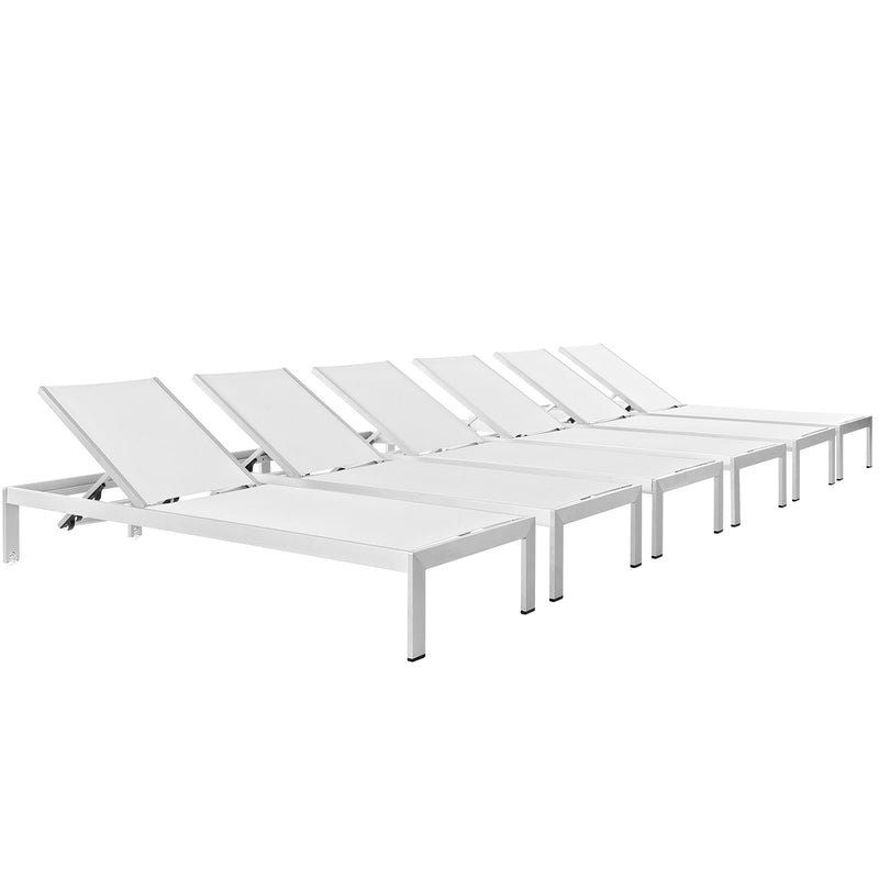 Modway Shore Outdoor Patio Aluminum Chaise Lounge – Set of 6 - Patio Elegance