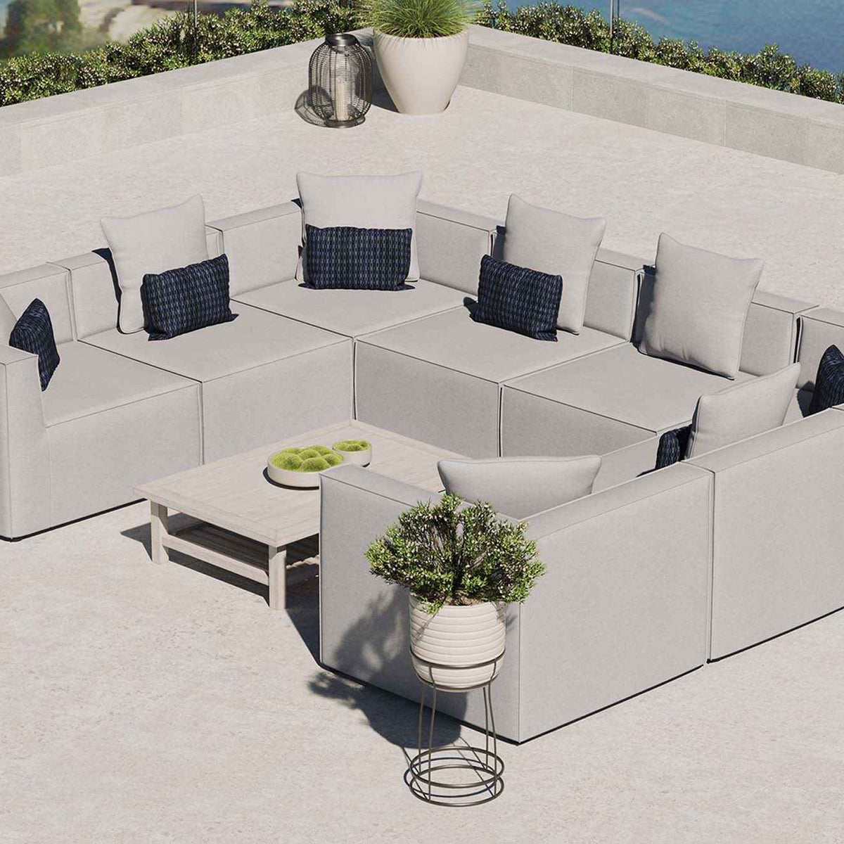 Patio Elegance Saybrook 8-Piece Outdoor Upholstered Sectional Sofa by Modway