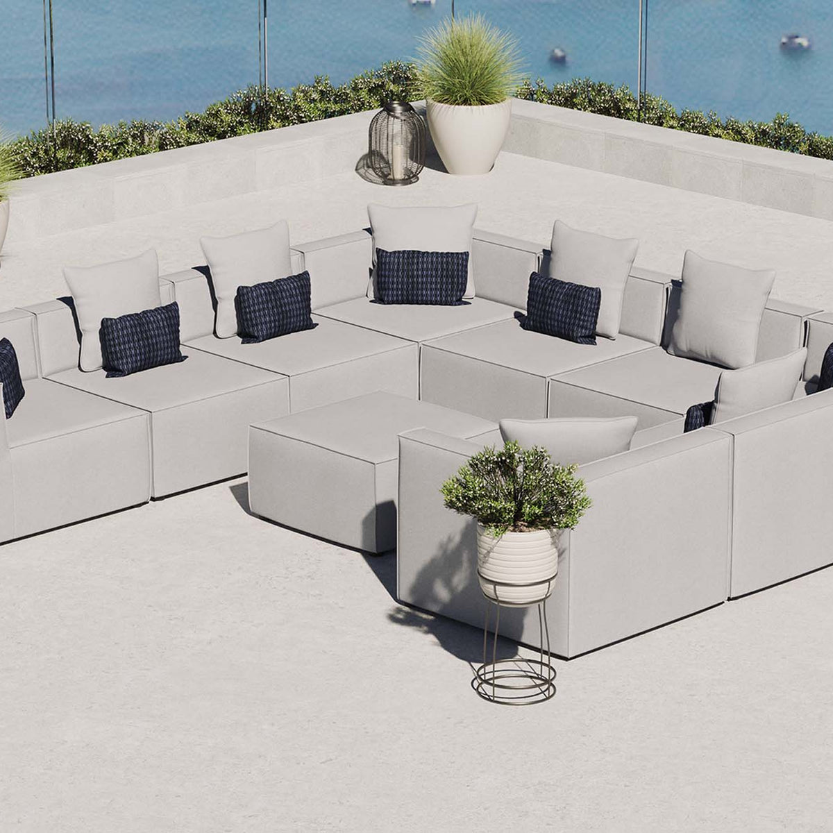 Saybrook 10-Piece Outdoor Patio Sectional Sofa – Grey by Patio Elegance