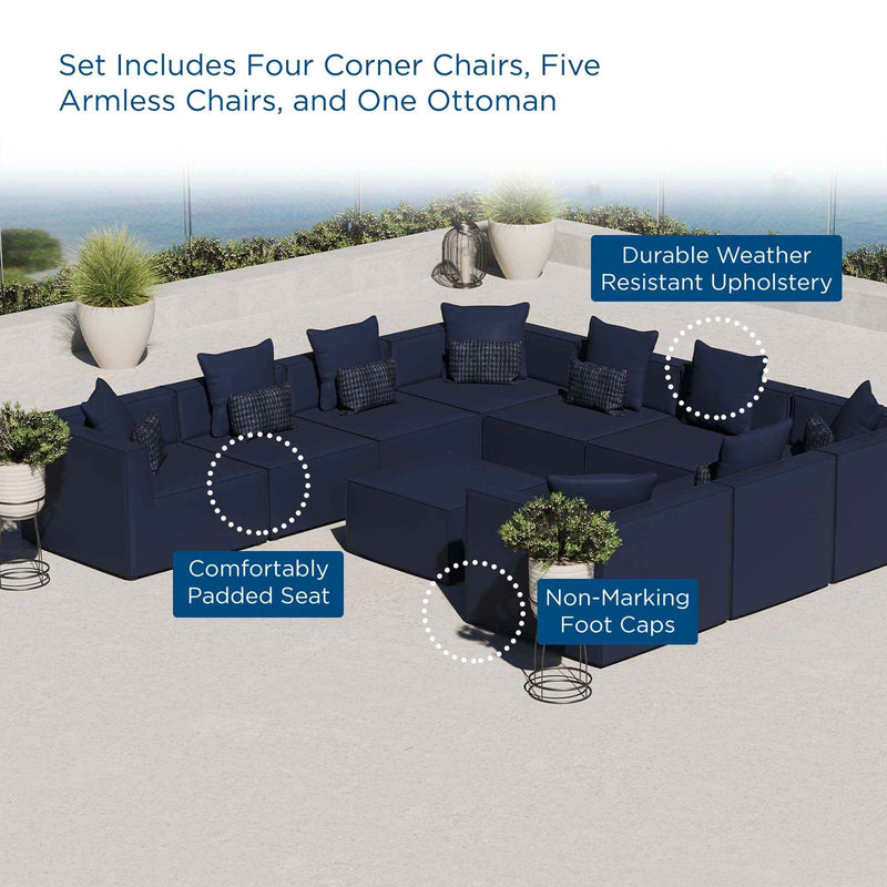 Saybrook 10-Piece Navy Outdoor Sectional Sofa by Patio Elegance
