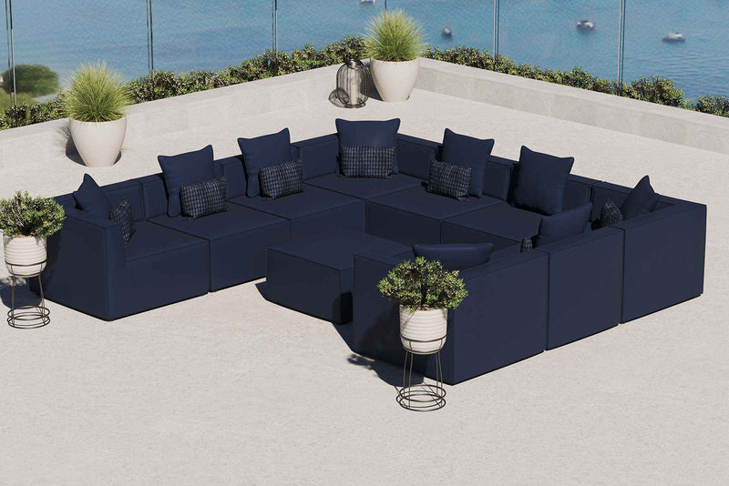 Saybrook 10-Piece Navy Outdoor Sectional Sofa by Patio Elegance