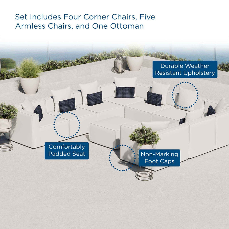 Saybrook 10-Piece White Outdoor Sectional Sofa by Patio Elegance