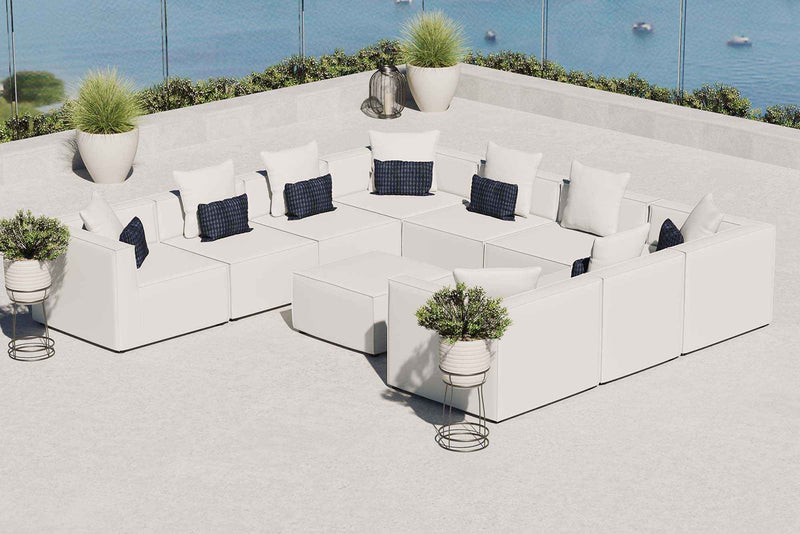 Saybrook 10-Piece White Outdoor Sectional Sofa by Patio Elegance