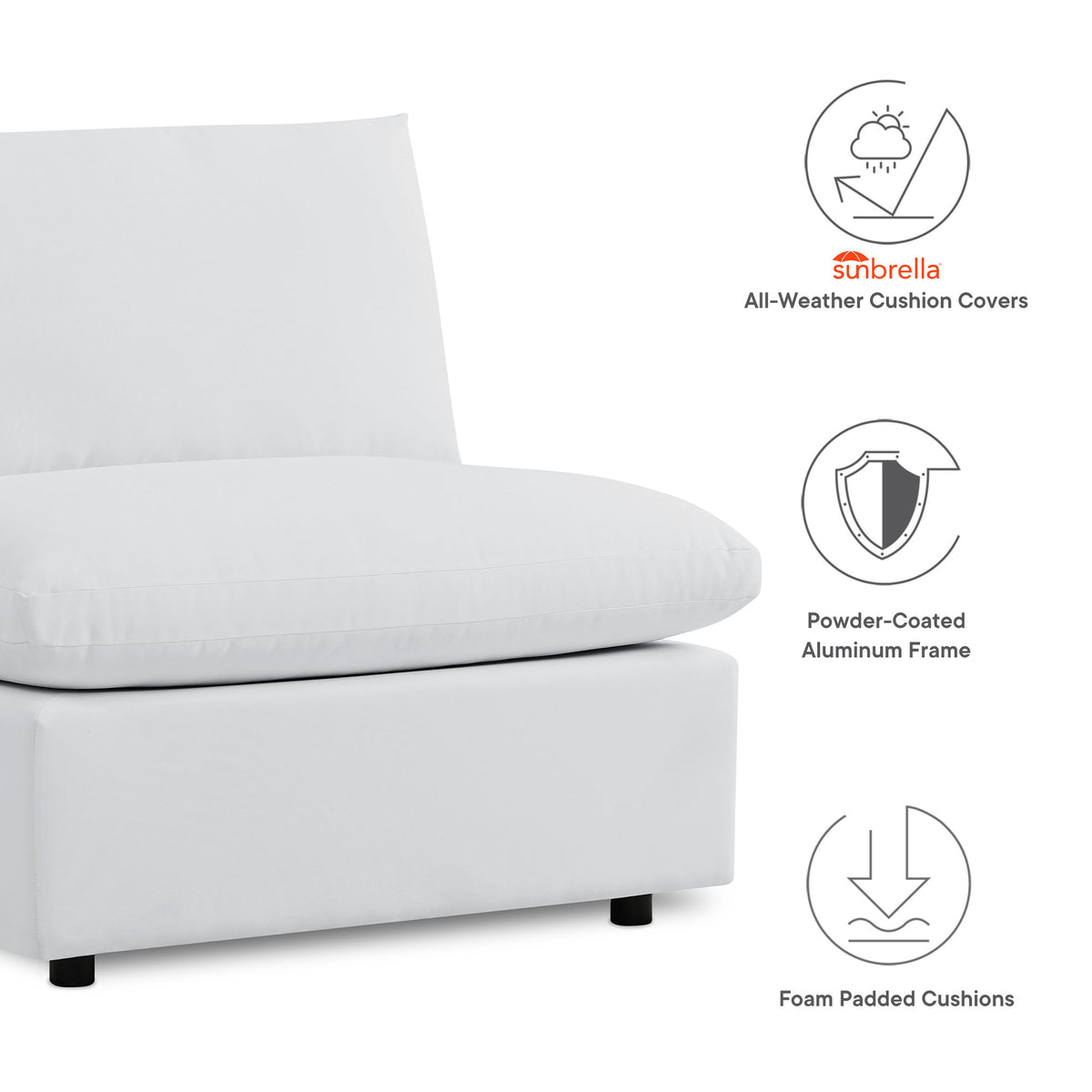 Commix 5-Piece Outdoor Sectional Sofa – Sunbrella® White Collection Exclusively at Patio Elegance