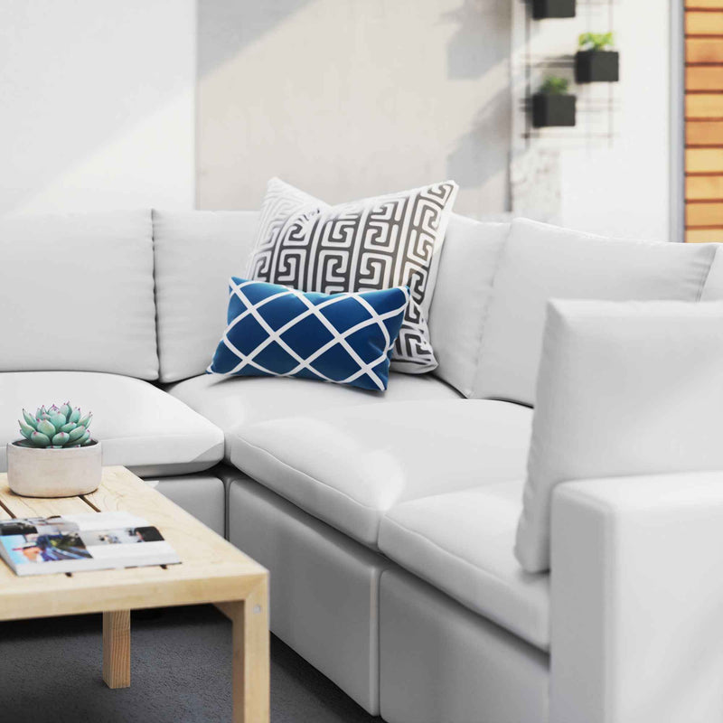 Commix 5-Piece Outdoor Patio Sectional Sofa – White (Sunbrella® Edition) by Patio Elegance