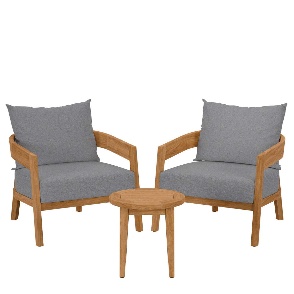 Modway Brisbane 3-Piece Grey Teak Outdoor Patio Set