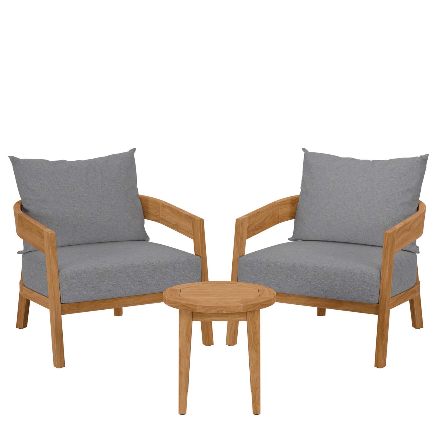 Modway Brisbane 3-Piece Grey Teak Outdoor Patio Set