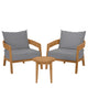 Modway Brisbane 3-Piece Grey Teak Outdoor Patio Set
