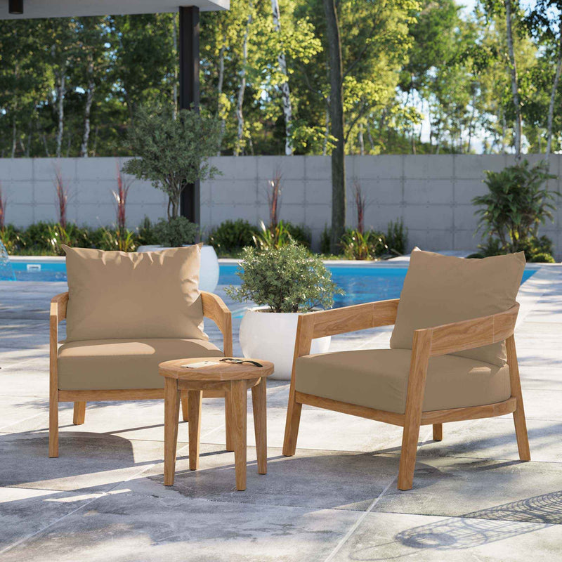 Brisbane 3-Piece Teak Outdoor Patio Set – Modway
