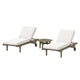 Saratoga 3-Piece Teak Outdoor Chaise Lounge Set – Modway