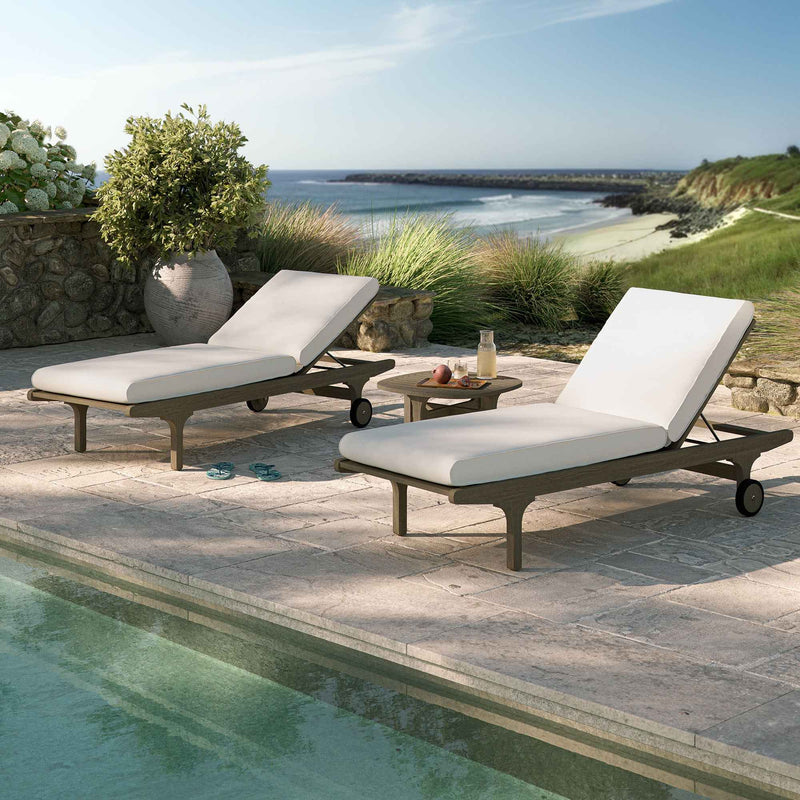 Saratoga 3-Piece Teak Outdoor Chaise Lounge Set – Modway