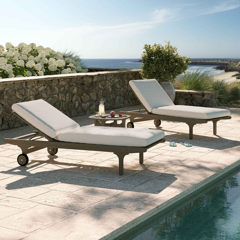 Saratoga 3-Piece Teak Outdoor Chaise Lounge Set – Modway