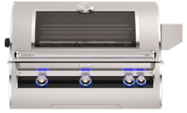 A stainless steel outdoor gas grill 