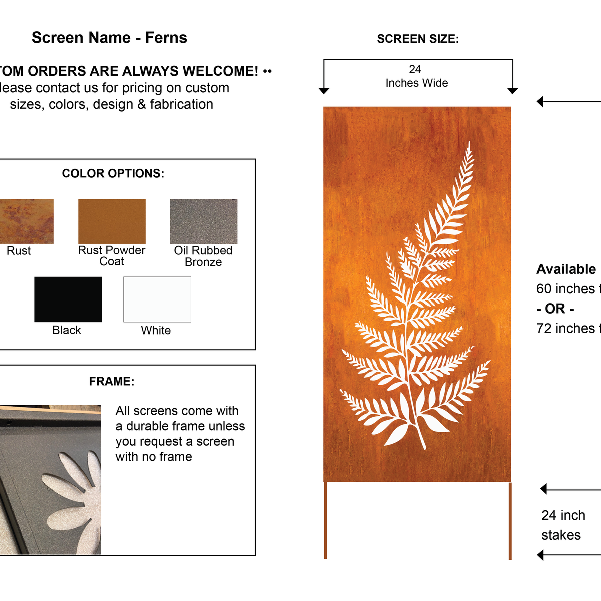 Outdoor Metal Panels (60” & 72”) – Heavy-Duty Steel for Patio, Fence & Backyard