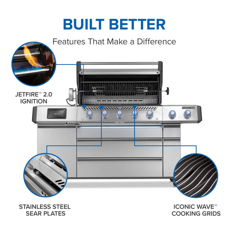 Patio Elegance Gas Grill Prestige PRO 665 Elite with Smart Technology & Electric Smoker Box