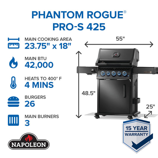 Patio Elegance Phantom Rogue® PRO‑S 425 RSIB Gas Grill with Infrared Side and Rear Burners